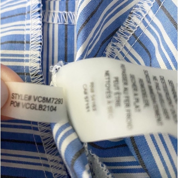 ⭐️Vince Camuto Tiered Blue Stripe,Layered Ruffle Hem,Sleeveless, EUC Size 2 - Picture 9 of 16